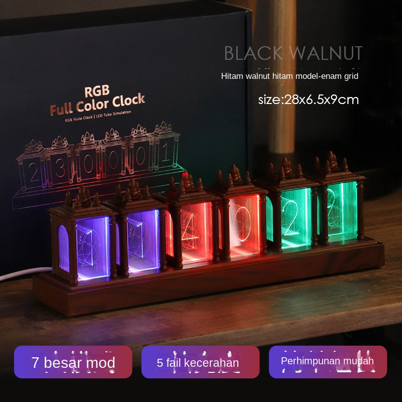 RGB glow tube retro electronic clock indoor gaming wind decorative