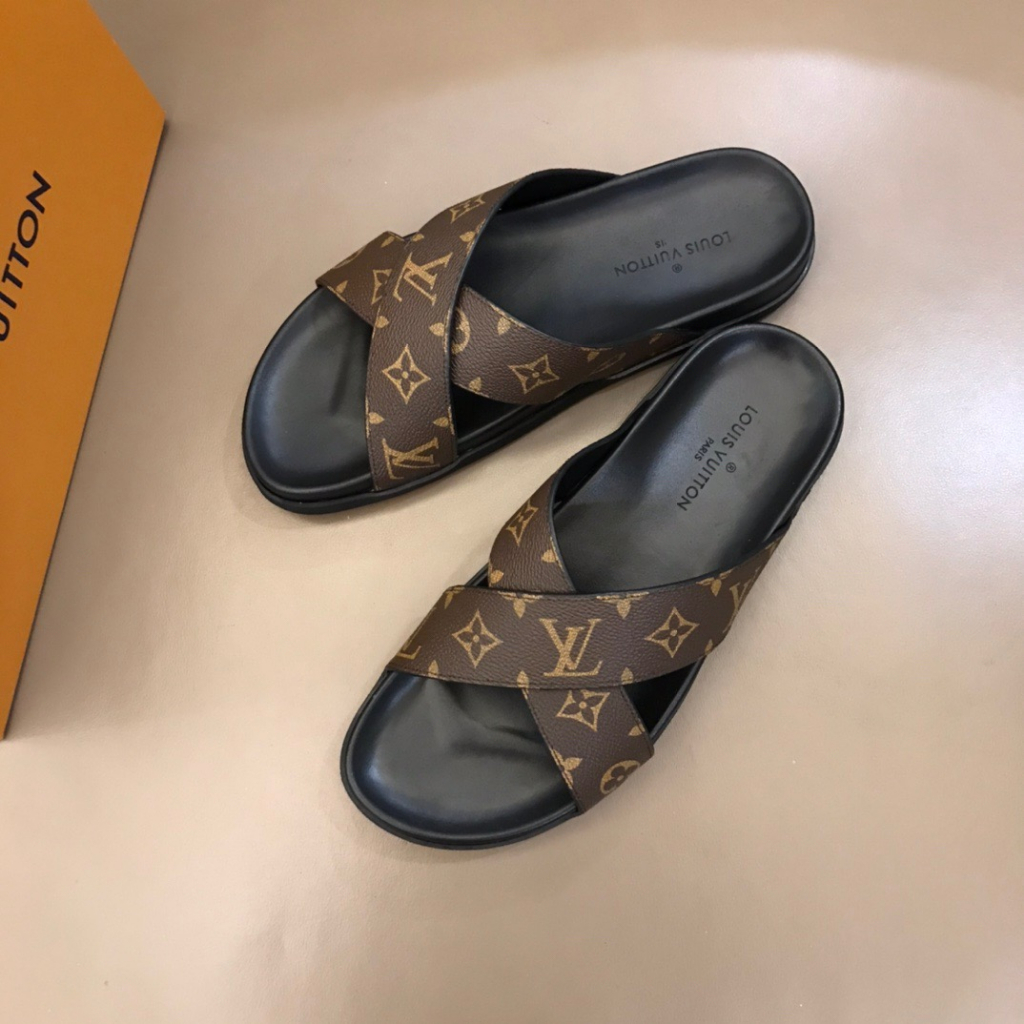 Louis Vuitton LV Monogram Leather Flip Flops - Brown Sandals