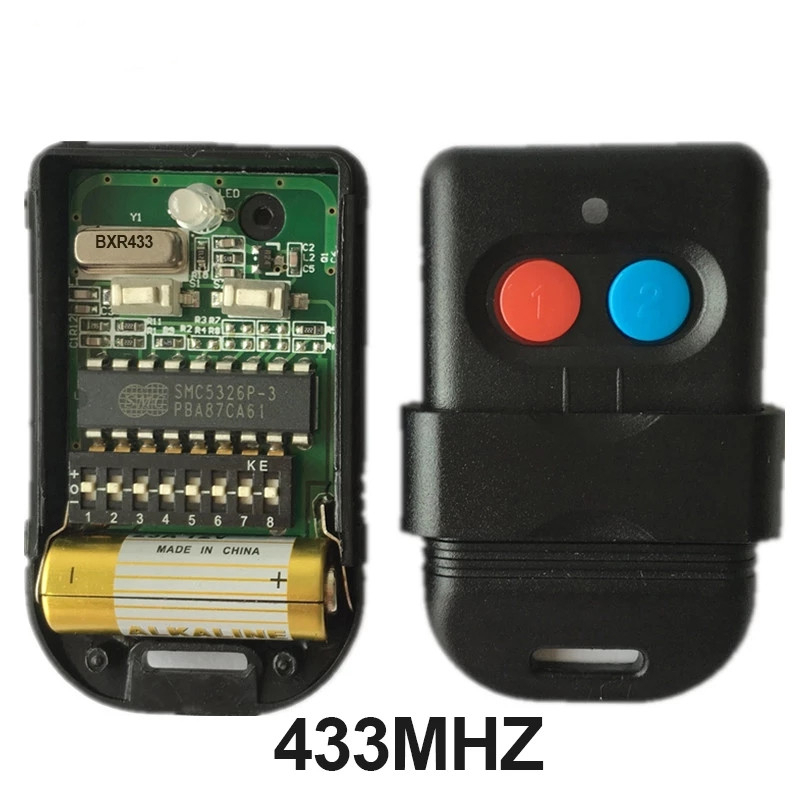 【High quality 330Mhz Auto Gate Remote Control SMC5326 433Mhz 8DIP Switch AutoGate Door Remote Control 12V 23A Battery