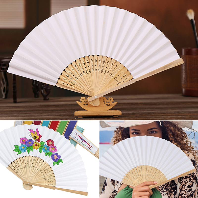 10/20/30pcs White Foldable Paper Fan Chinese Bamboo Fan DIY Painting ...