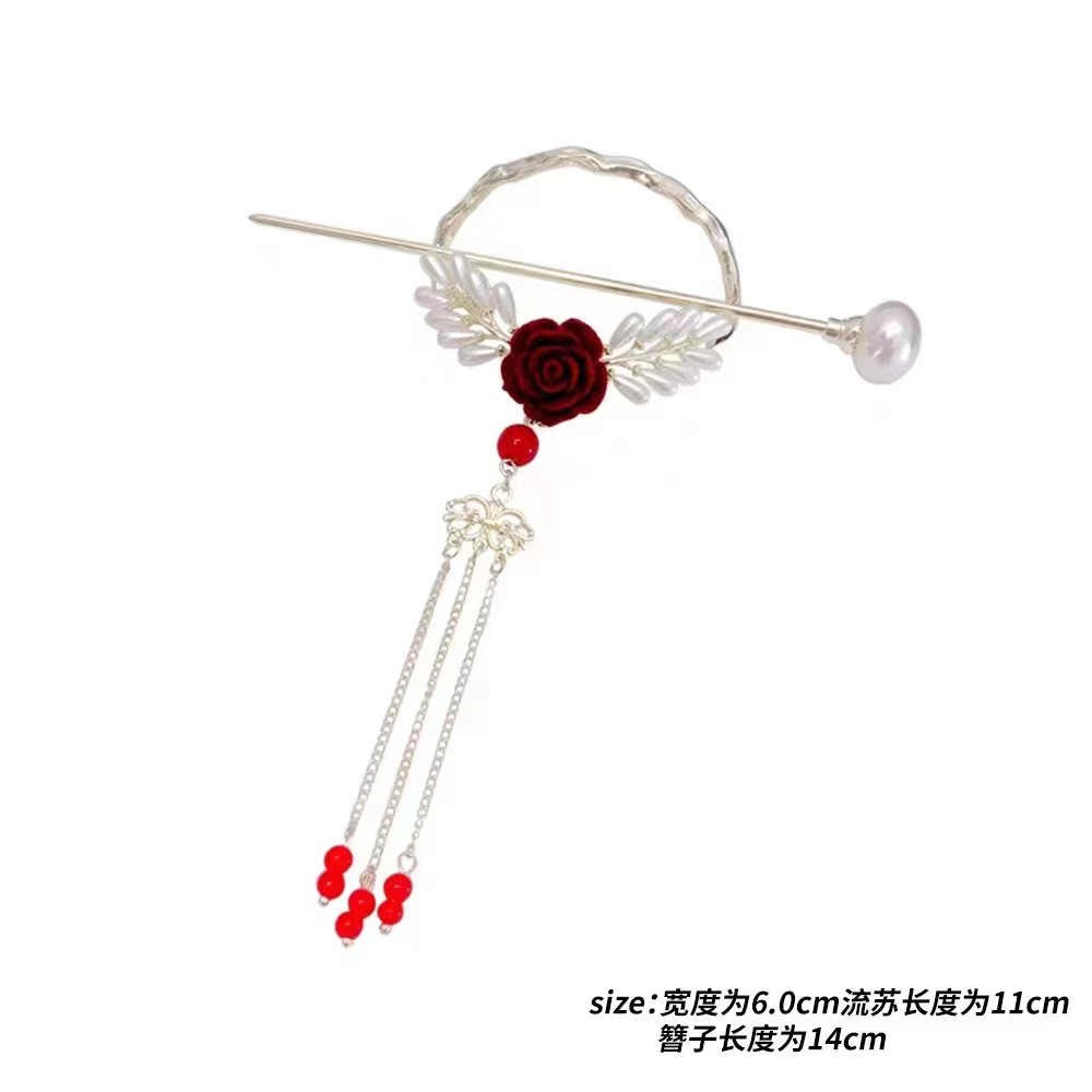 Retro Style FlowerShaped Hairpin Tassel Hair Accessories Female Daily