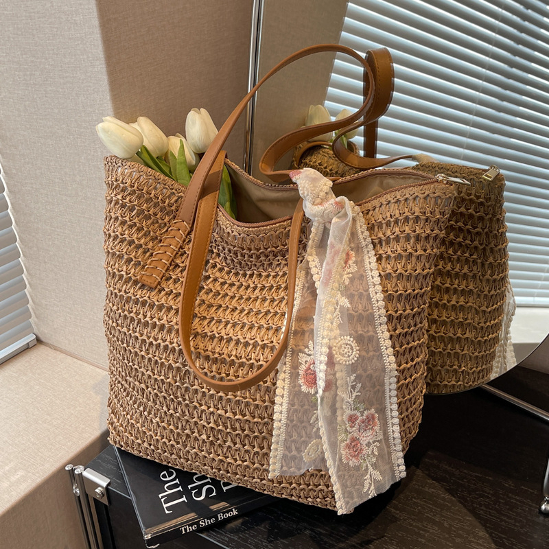 Summer Woven Shoulder Bag For Women Beach Straw Knitted Handmade