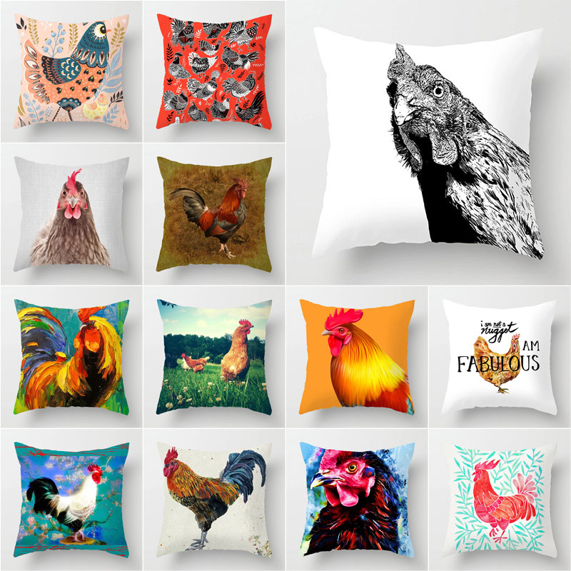 Rooster patterns Polyester Throw Pillow Cover Car Cusion Home