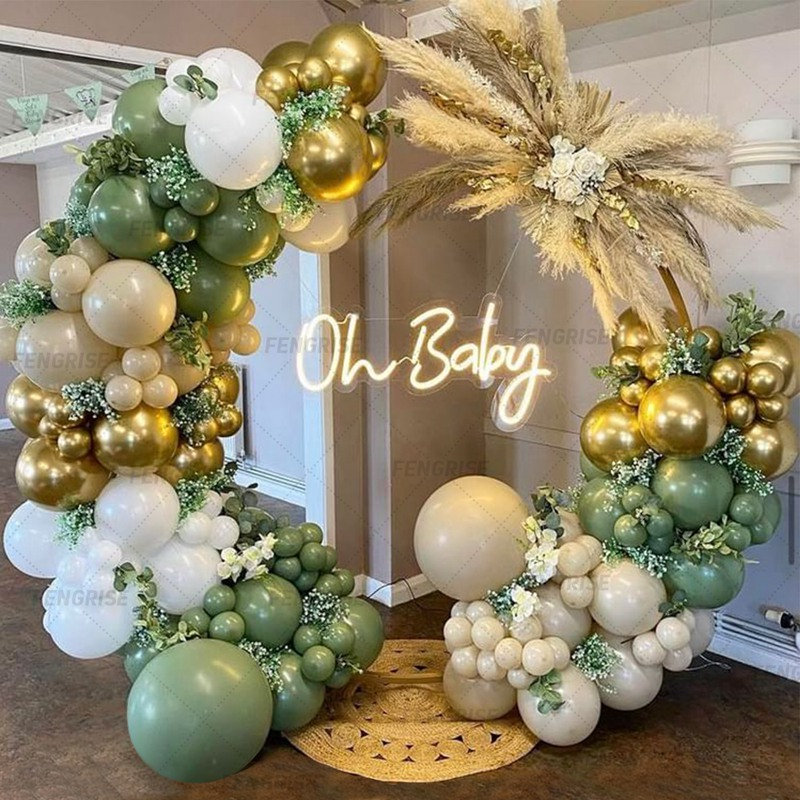 129pcs Retro Green Balloons Garland Arch Kit Happy Birthday Avocado ...