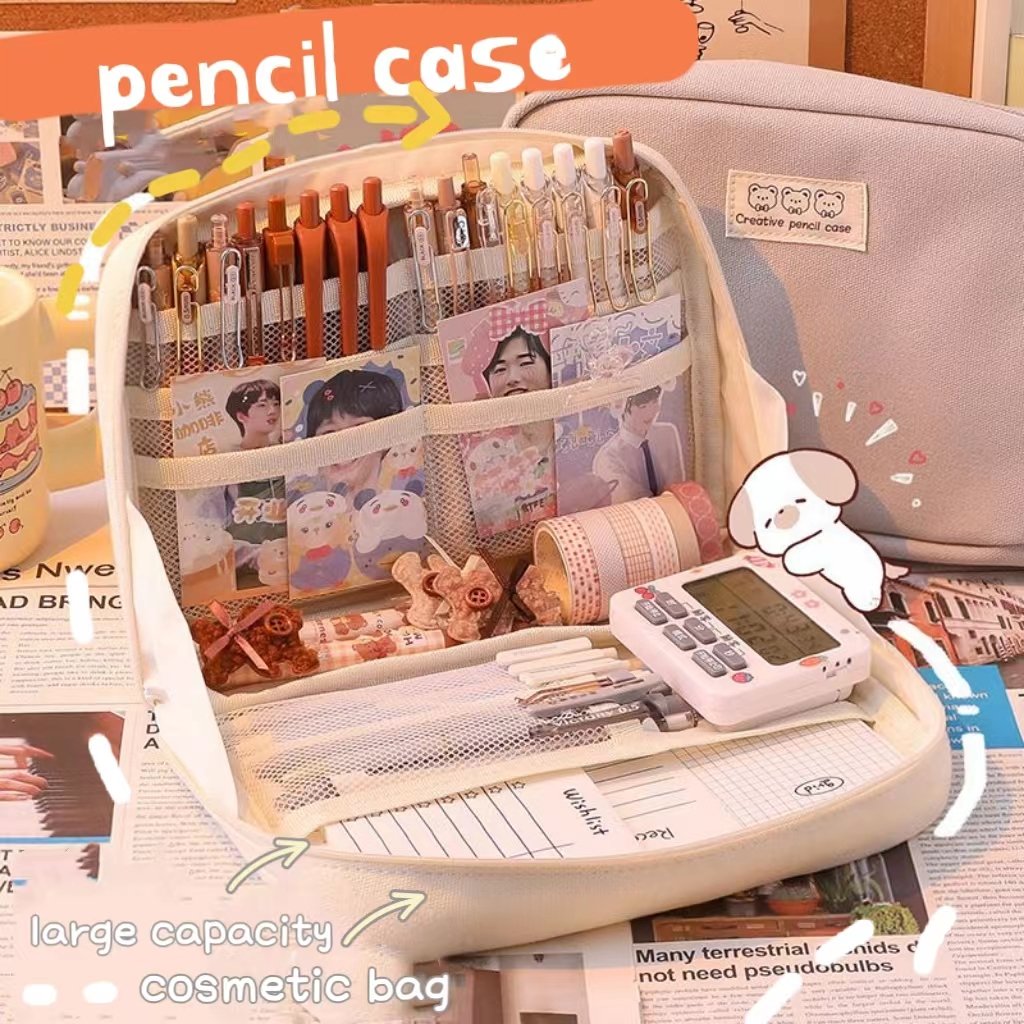 Large Capacity Aesthetic Standable Student pencil box korean style