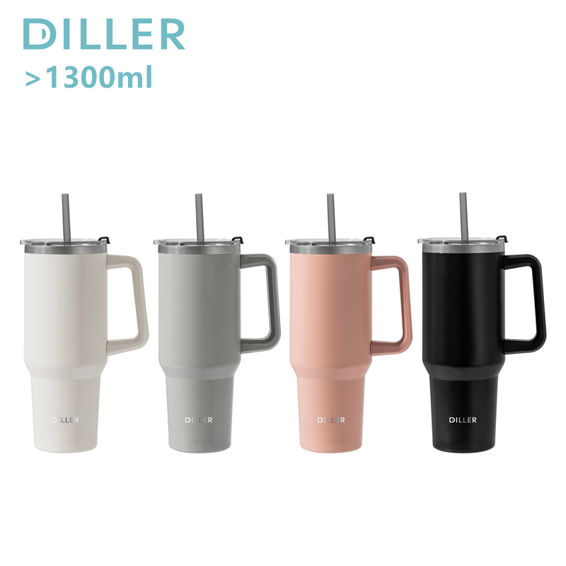 Diller Tumbler Thermos Mug With Handle And Straw Stainless Steel Vacuum ...