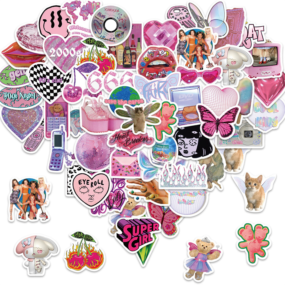 58pcs Graffiti Aesthetic Y2K Harajuku Girl Sticker For Laptop ...