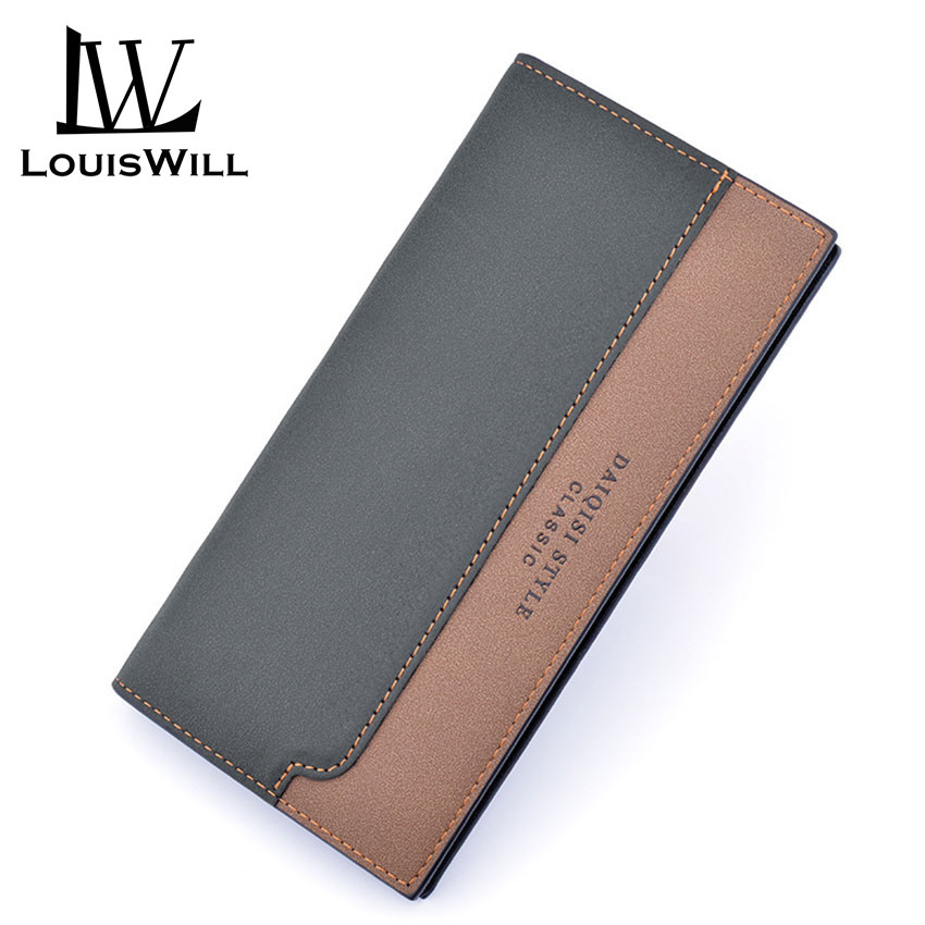 LouisWill Wallet Men Wallets Fashion Long Wallet PU Leather Long Wallet