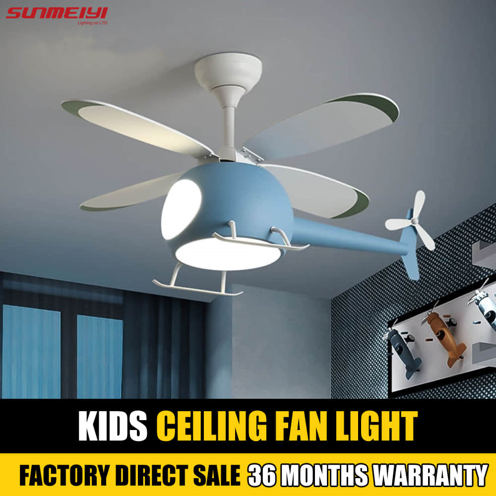 SUNMEIYI Creative Flying Plane Led Light Airplane Ceiling Fan Lamp Kids