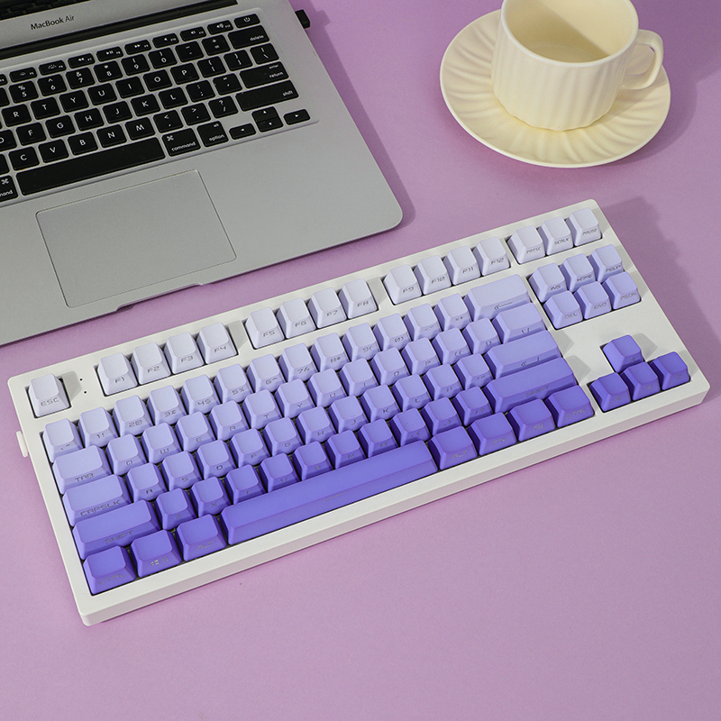 Snow Cyan Gradient Keycaps Light Purple Backlit OEM Profile PBT Side ...