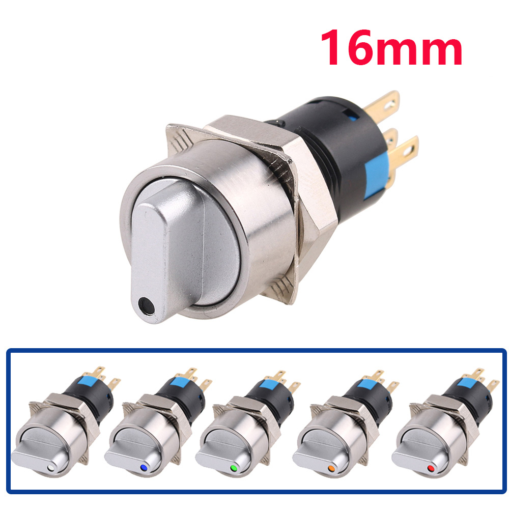 16mm 2/3 position Metal Selector Rotary Switch Latching Push Button