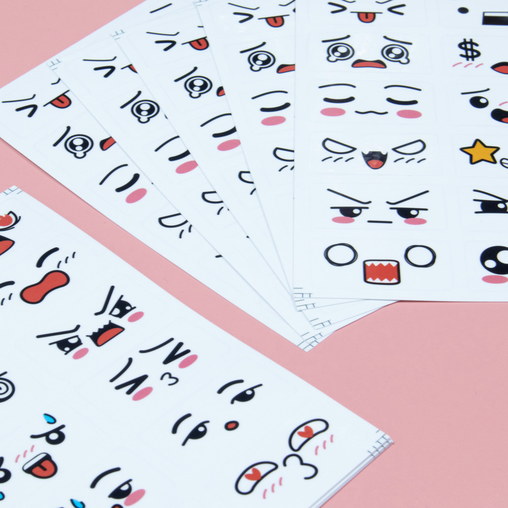 120 Pcs/Pack Transparent Pvc Waterproof Stickers Cute Emoji Smiley Face ...
