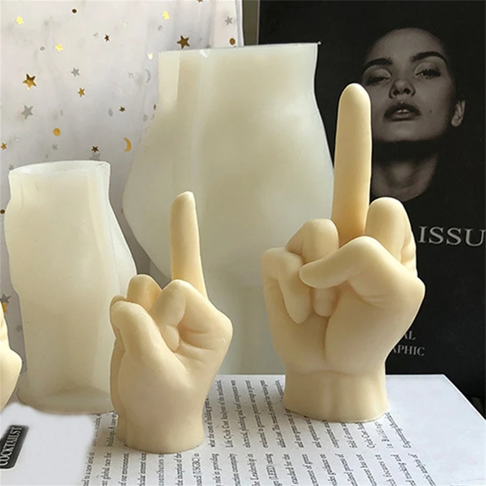 Large 3D Middle Finger Candle Silicone Mold Creative Gesture Finger ...