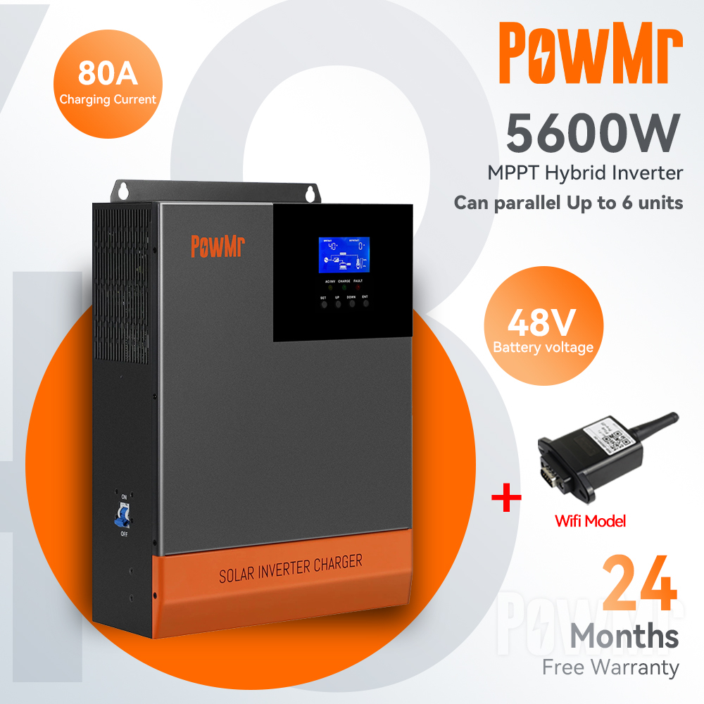 PowMr 5.6KW MPPT Solar Hybrid Inverter Built-in 80A Solar Charge ...