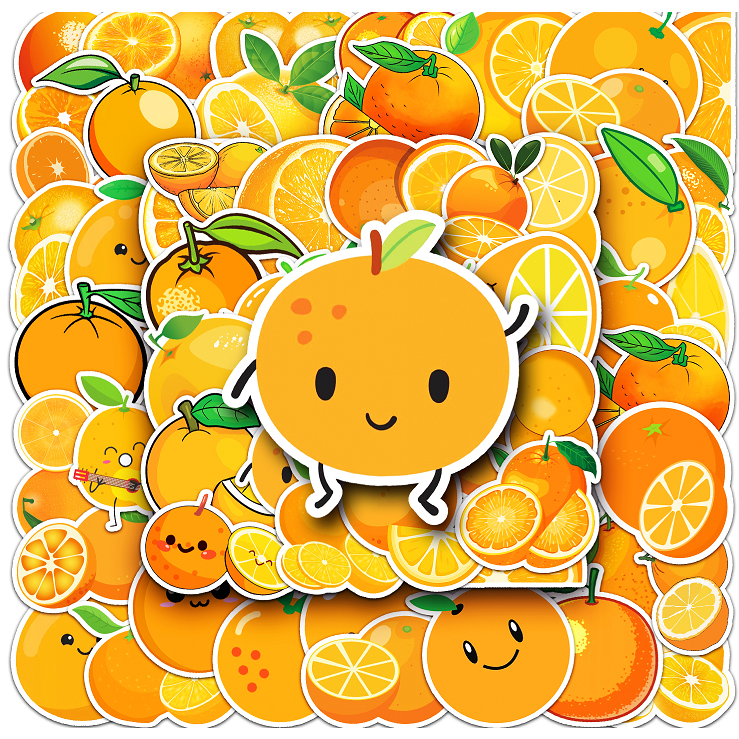 50 Piece Funny Orange Stickers Waterproof DIY For Phones Laptop Car ...