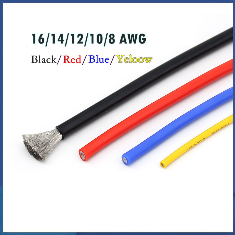 (1 meter) 8AWG 10AWG 12AWG 14AWG 16AWG Silicone Wire 5-Color Flexible ...