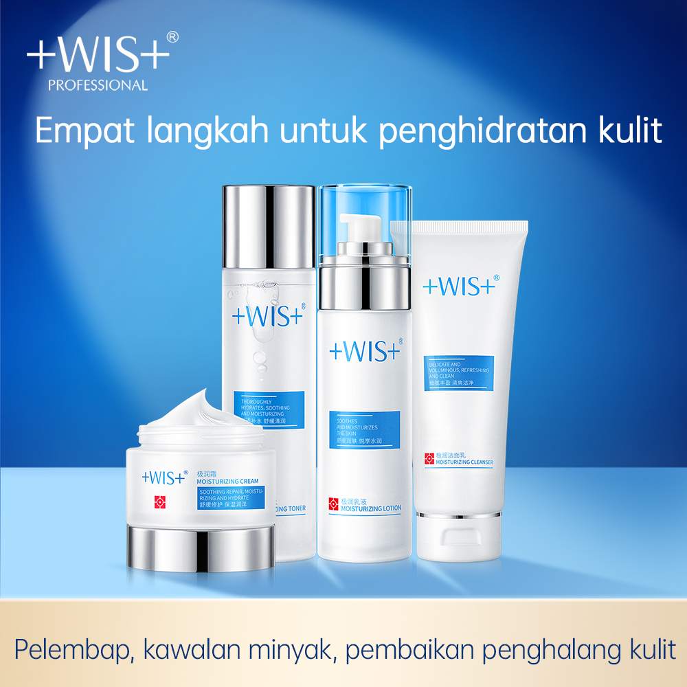 WIS Moisturizing Skincare Set 4 in 1 With Facial Cleanser Toner Lotion