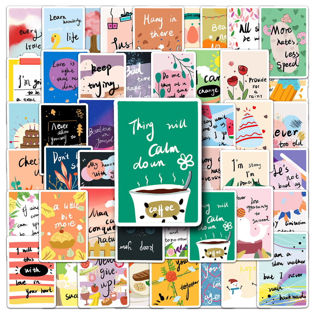 50 Piece Funny Encourage Stickers Waterproof DIY For Phones Laptop Car ...