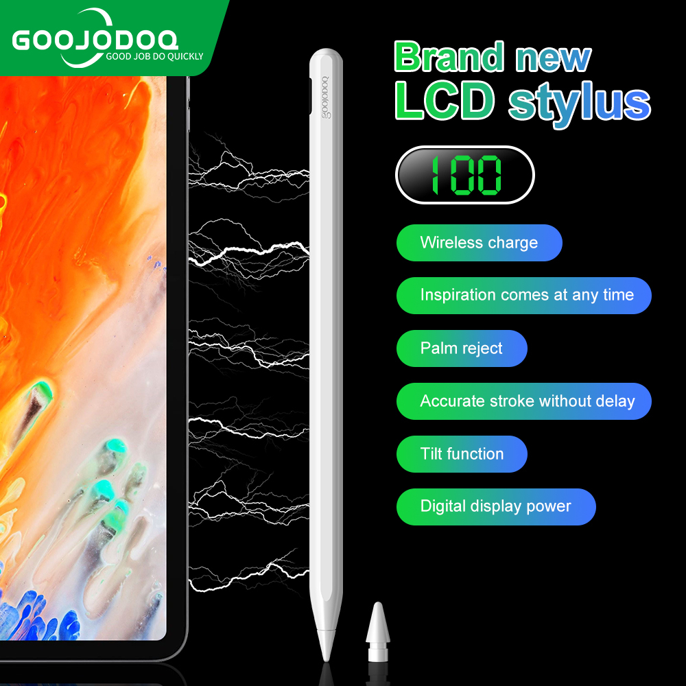 GOOJODOQ Stylus Pen with Palm Rejection Digital Power Display iPad