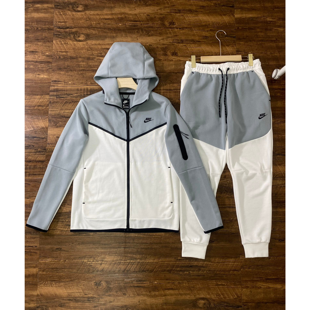 Drill Set Tech Fleece Series Jacket Coat Set (Pure Cotton White Grey ...