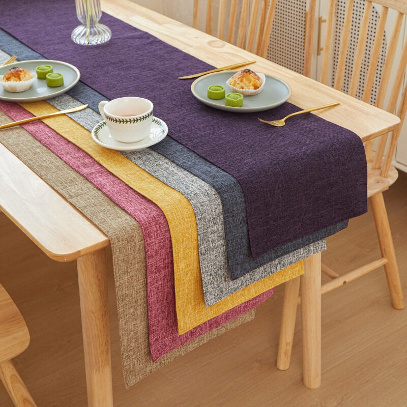 New Thick Linen Solid Color Table Runner Light Luxury Home Boxer Bed ...