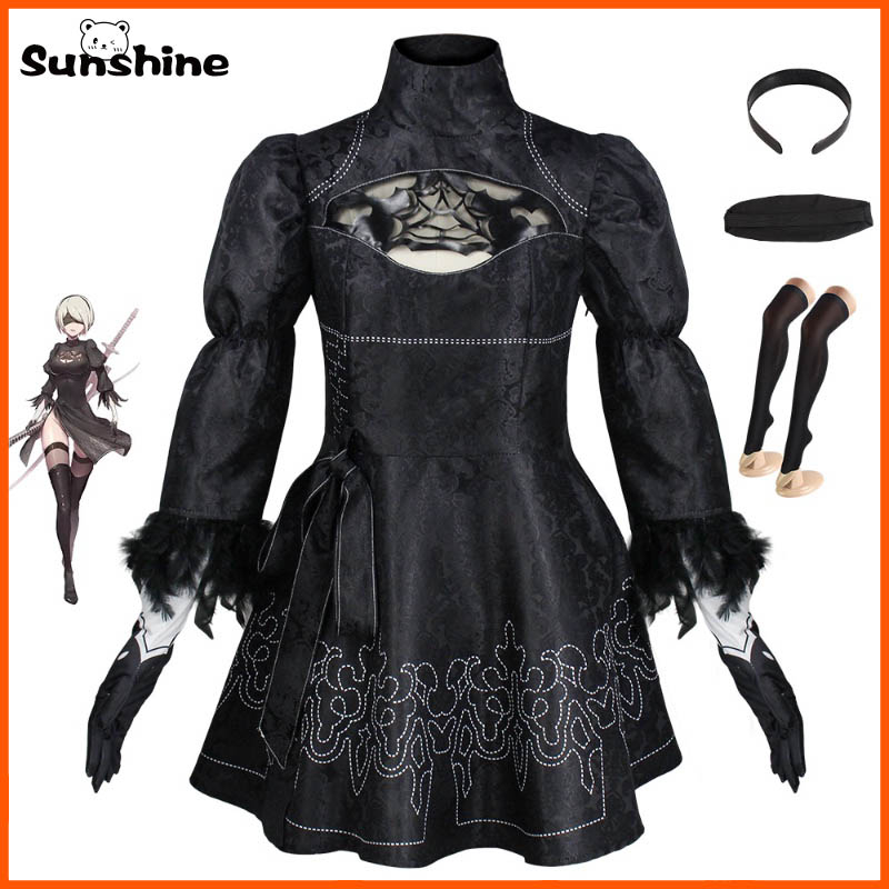 Nier Automata Yorha 2b Cosplay Suit Anime Women Outfit Disguise Costume Set Fancy Halloween 4852