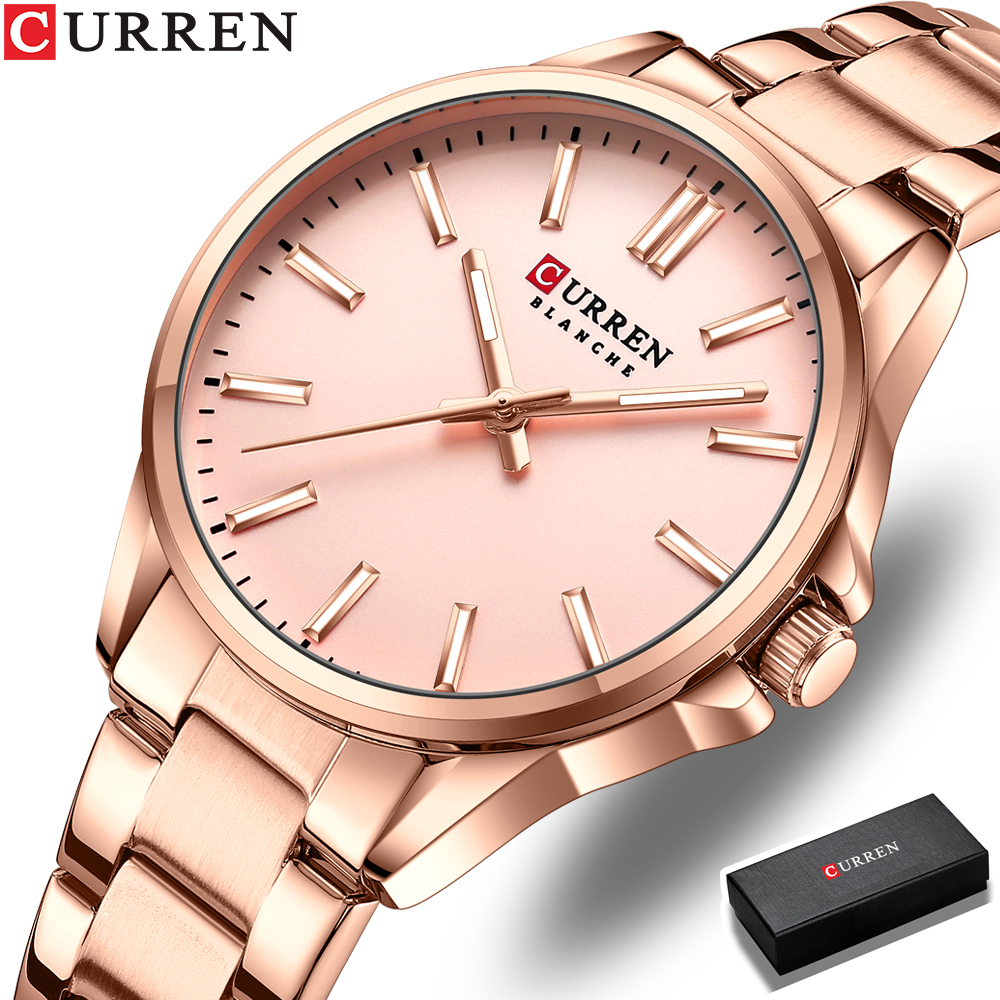 CURREN Women's Stainless Steel Quartz Wrist Watch Casual Rose Gold  Ultrathin Waterproof Jam Tangan Perempuan