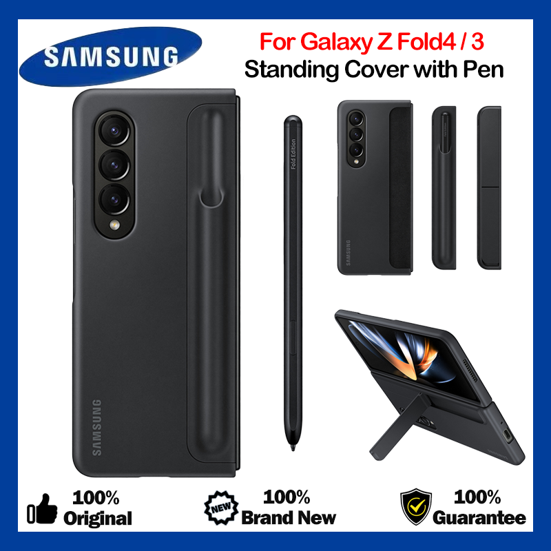 Original Samsung Z Fold 4 Silicone Standing Cover With S Pen Case For ...