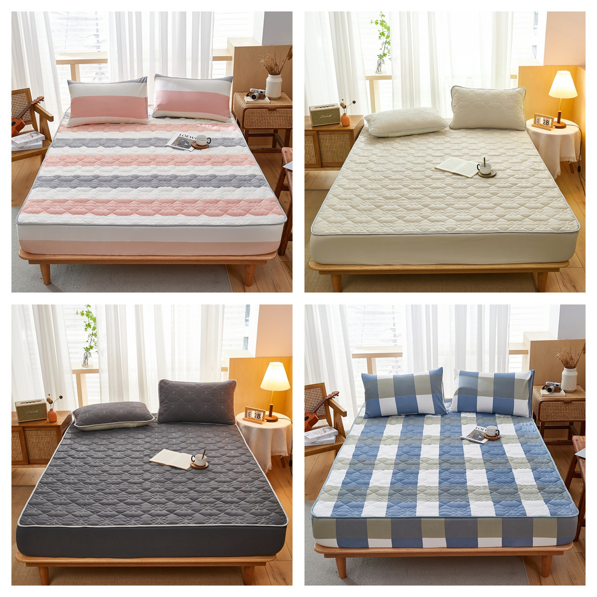 New goods！ Line style 360 ° mattress cover Queen sheet Fitted sheet