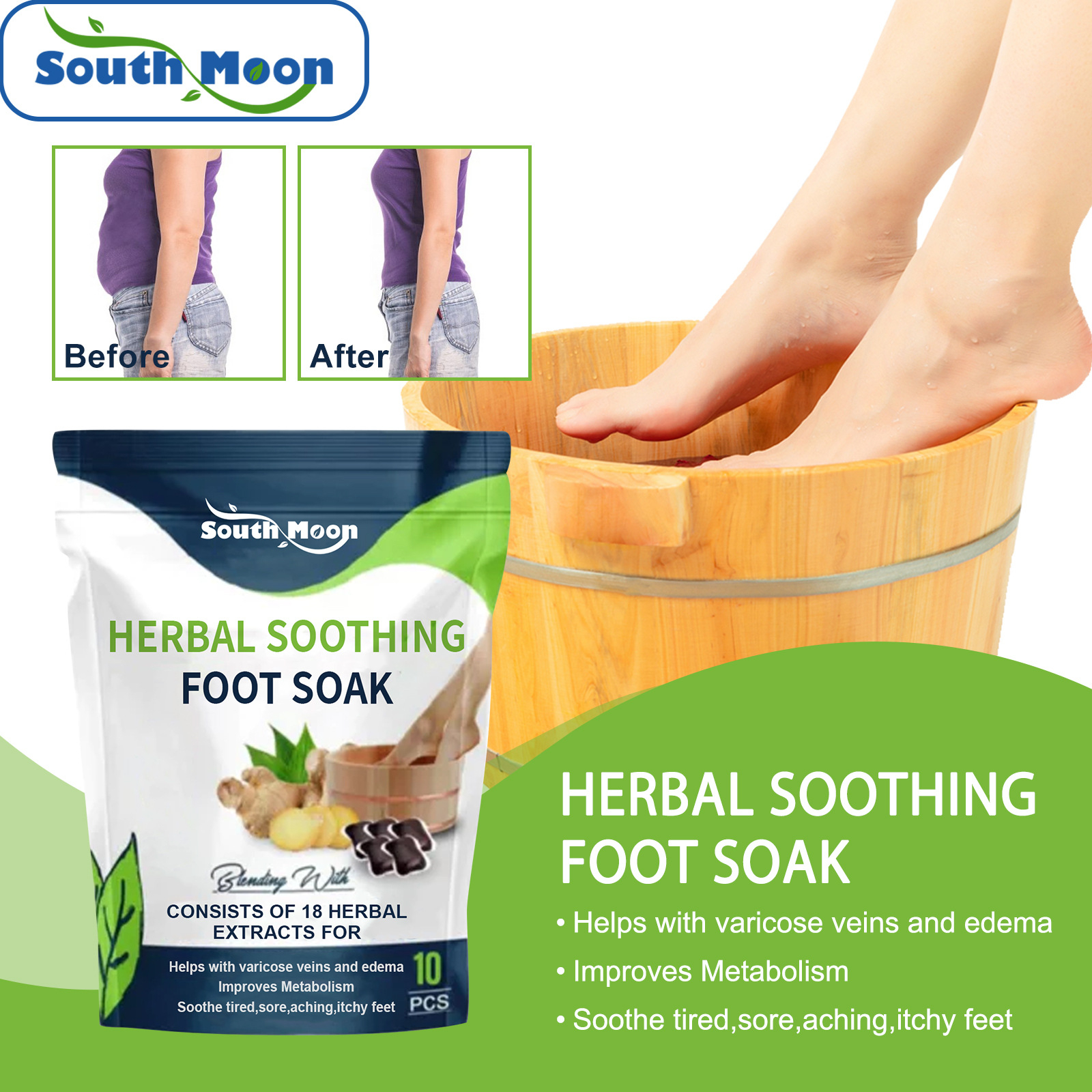 South Moon Herbal Shaping Foot Bath Bag 10pcs Shaping Body Slimming