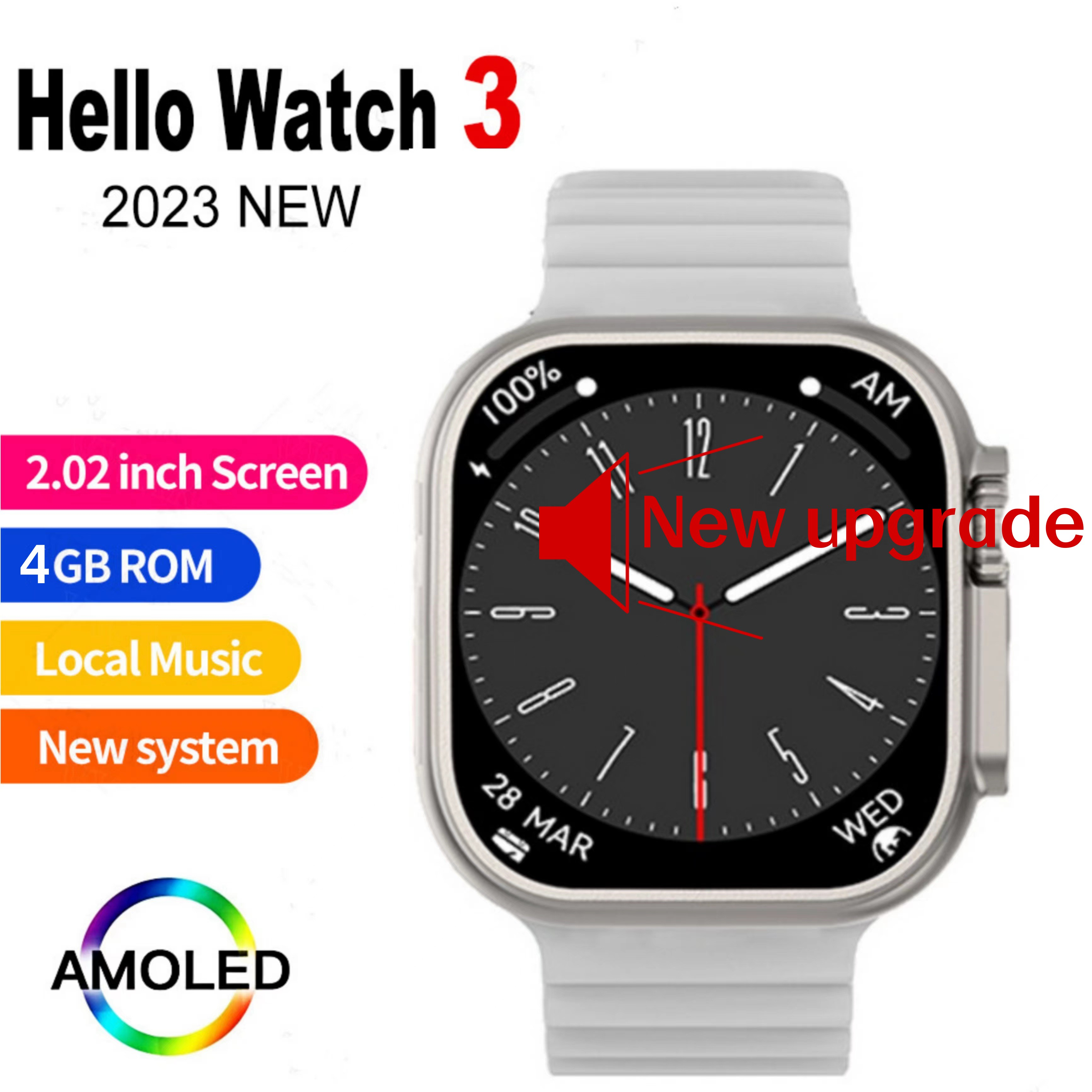 Hello Watch 3 Plus Ultra 2 Smart Watch Amoled 4g Rom New Ui