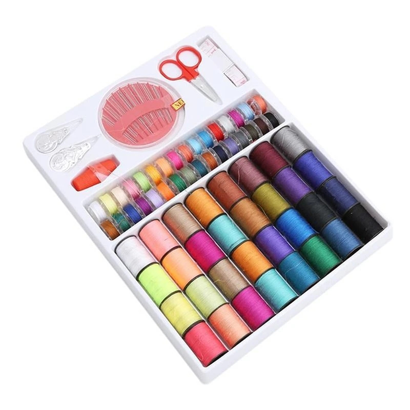 64 Spools Multicolor Craft Scissor Stitches Needles Threads Sewing ...