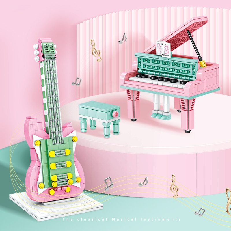 Musical Instruments Assembling Building Block Toys Guitar Piano Violin ...