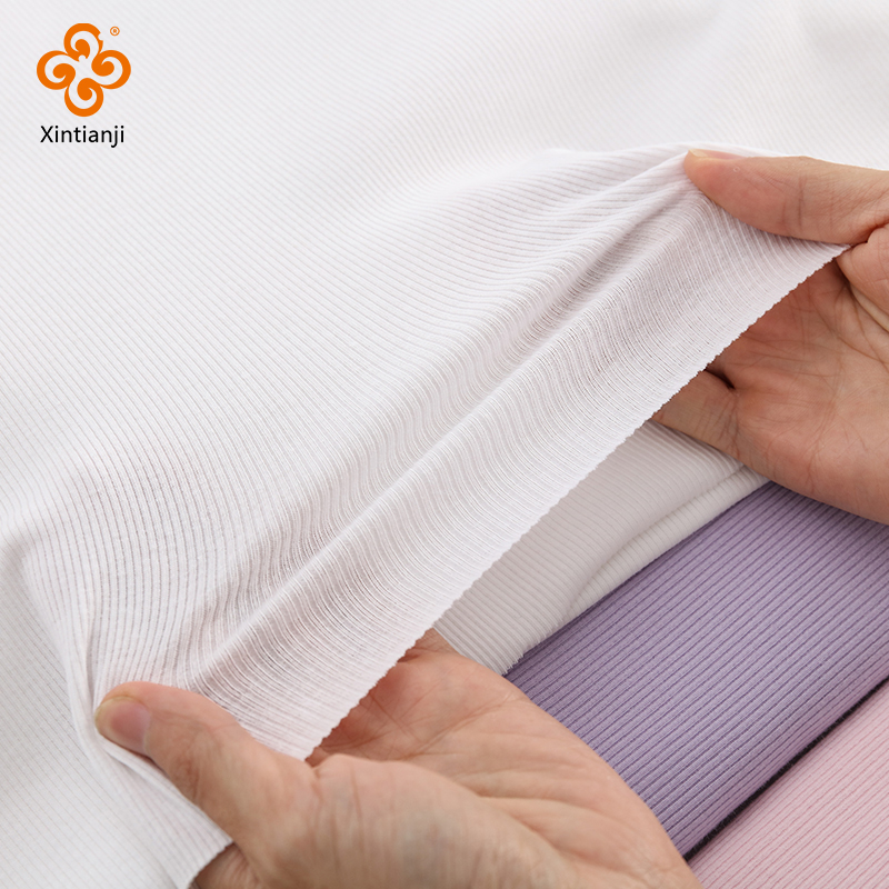 40s Combed Cotton Lycra Rib Fabric Solid Color European Style for Shirt ...