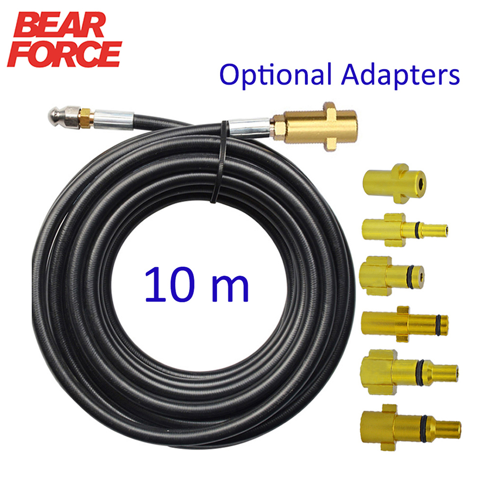 BEAR FORCE 10m Sewer Drain Water Cleaning Hose Pipe Cleaner Kit for Karcher Interskol Huter