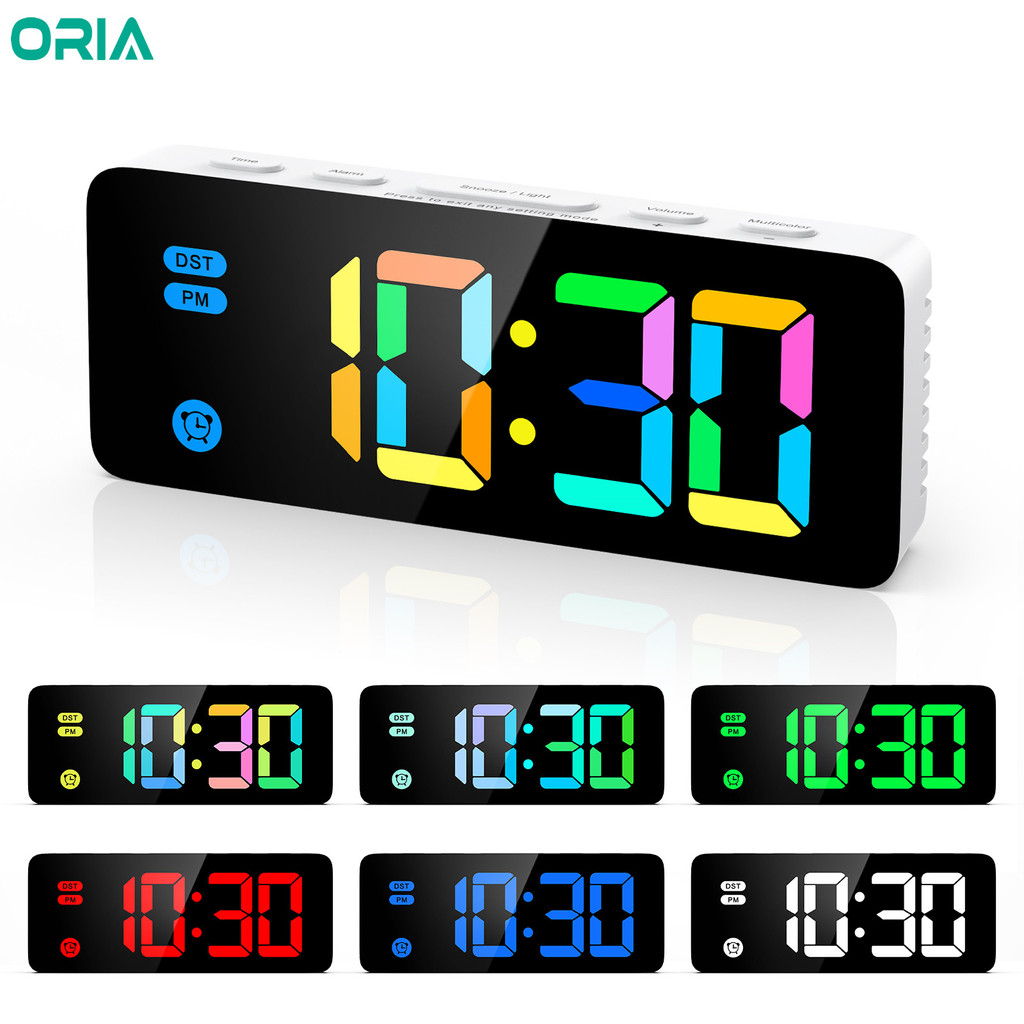 ORIA USB/Battery Powered Digital Alarm Clock with 7 RGB Digital LED 4