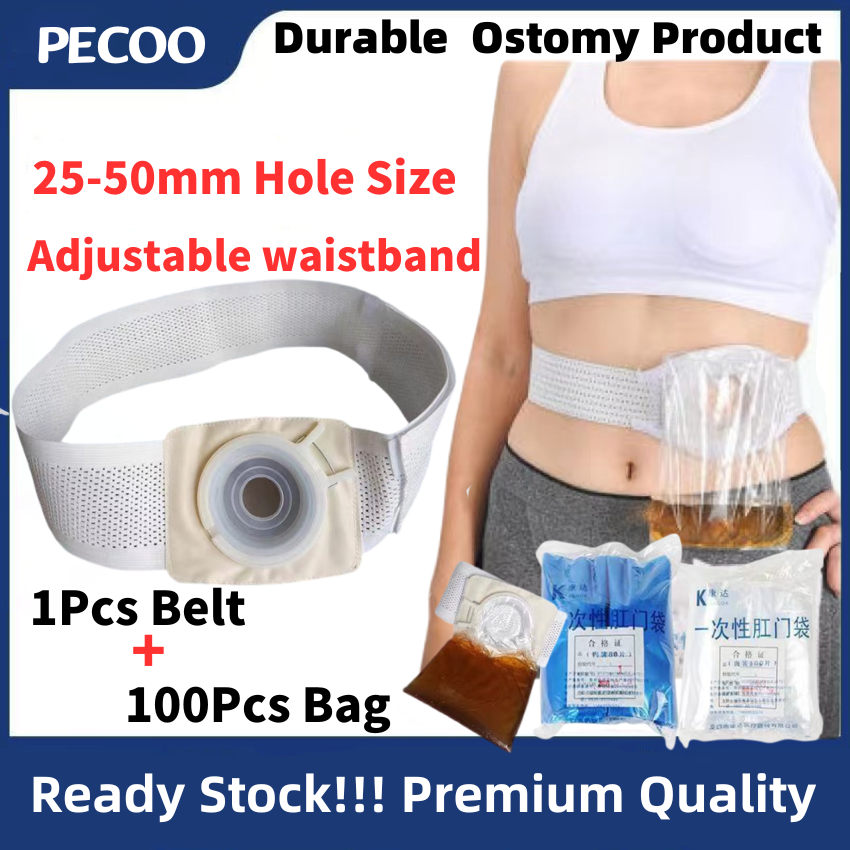 100Pcs Colostomy Bags with Ostomy Belt Colostomy Waist Band Silicone