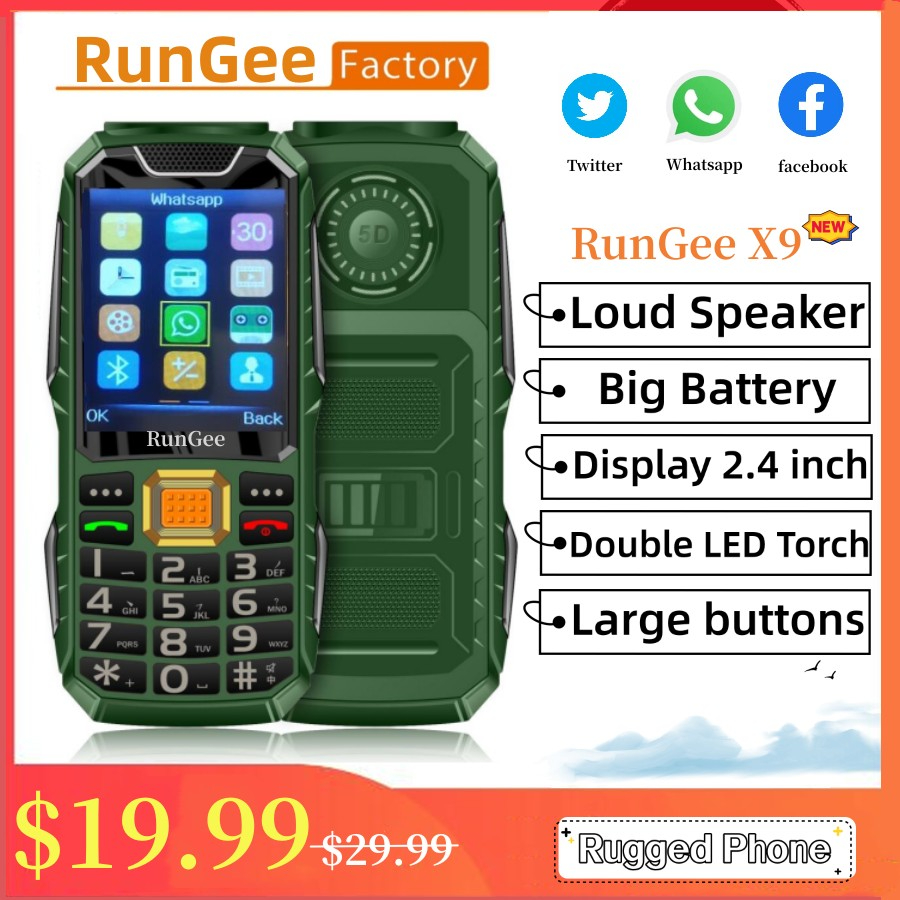Rungee X9 Phone Large volume, dual flashlights, large batteries ...