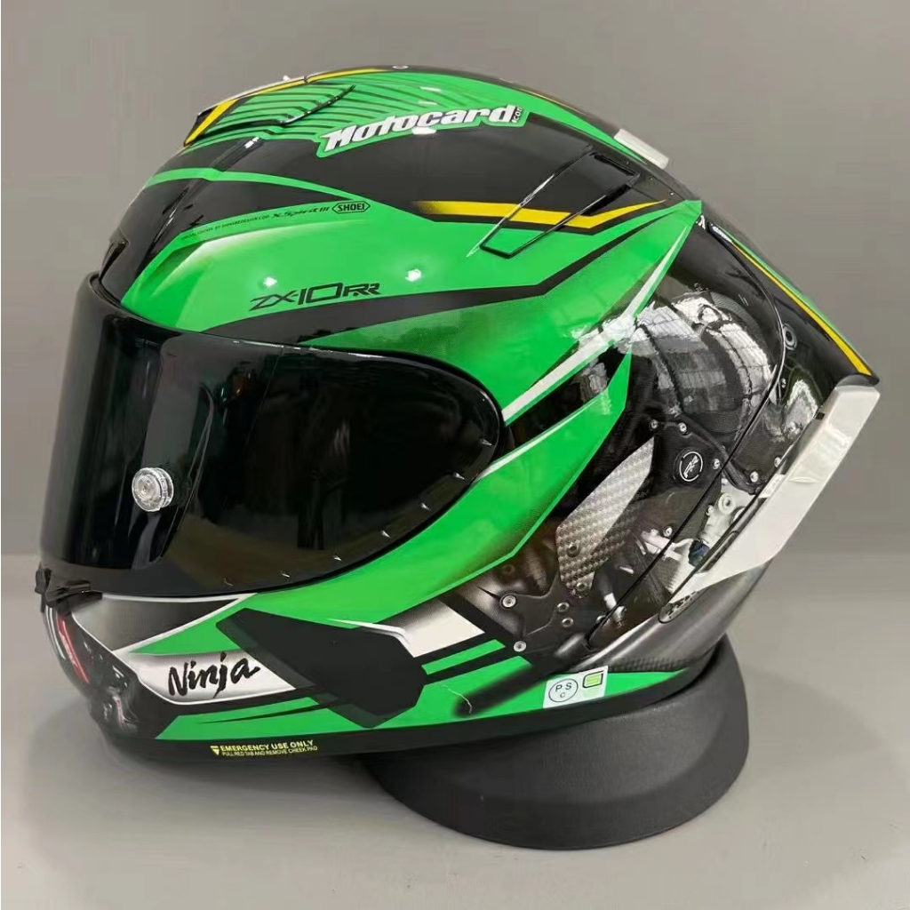 SHOEI X14 Green Kawasaki Helmet, Motorcycle Full Face Helmet, Riding and Falling Prevention