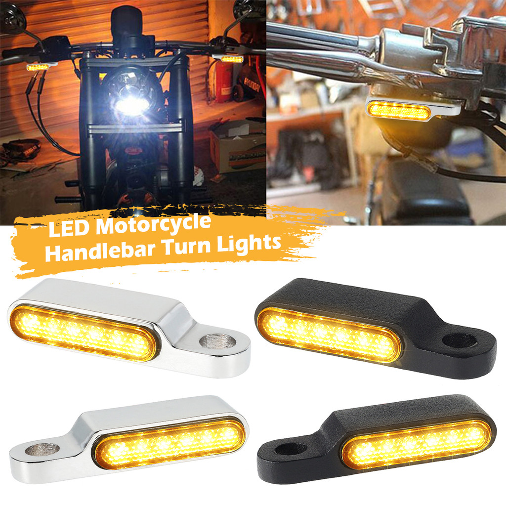 2pcs Handlebar LED Turn Signals Motorcycle Running Light Mini Blinkers