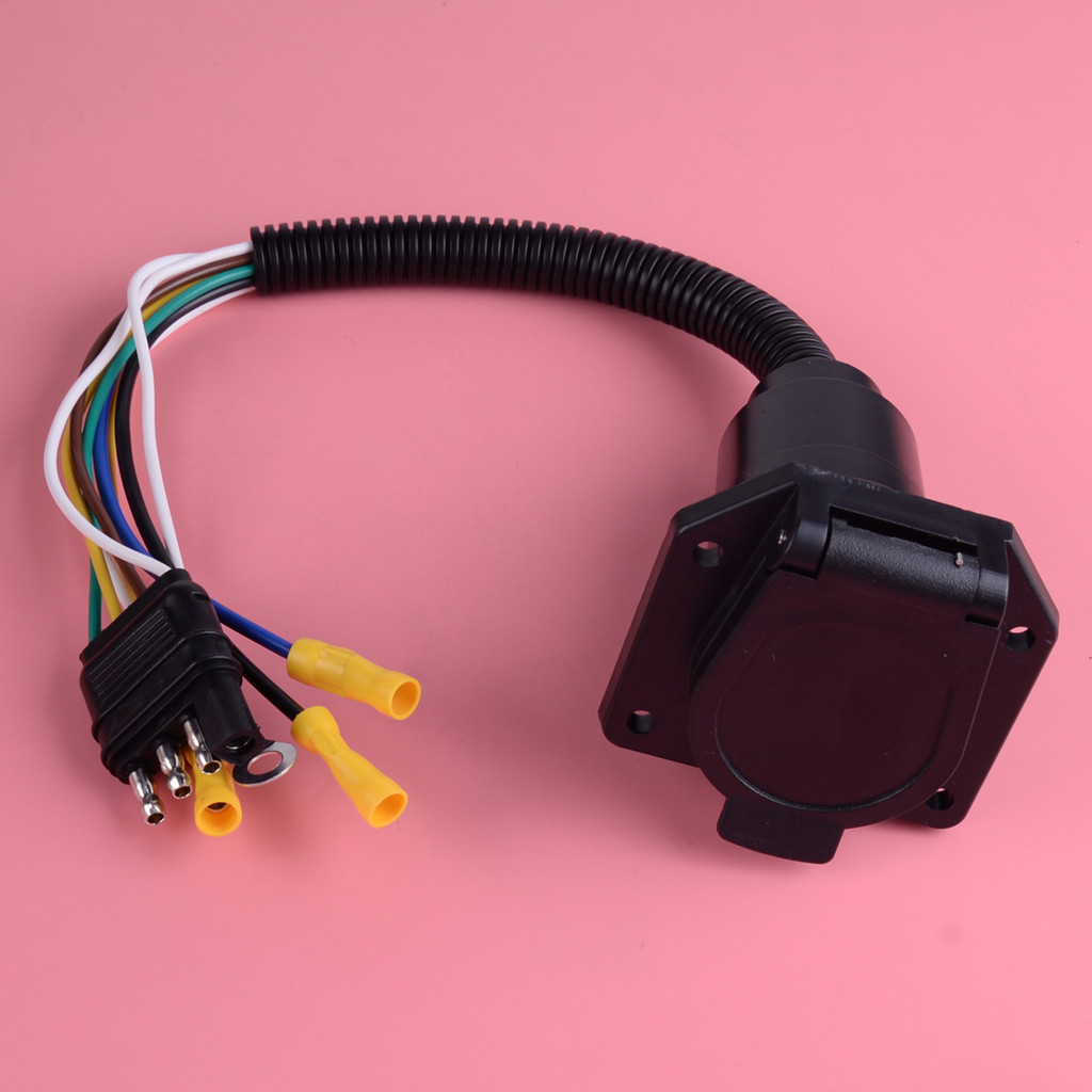 Shockresistant 12V Wiring Adapter Connector 4 Pin Flat to 7 Pin Round