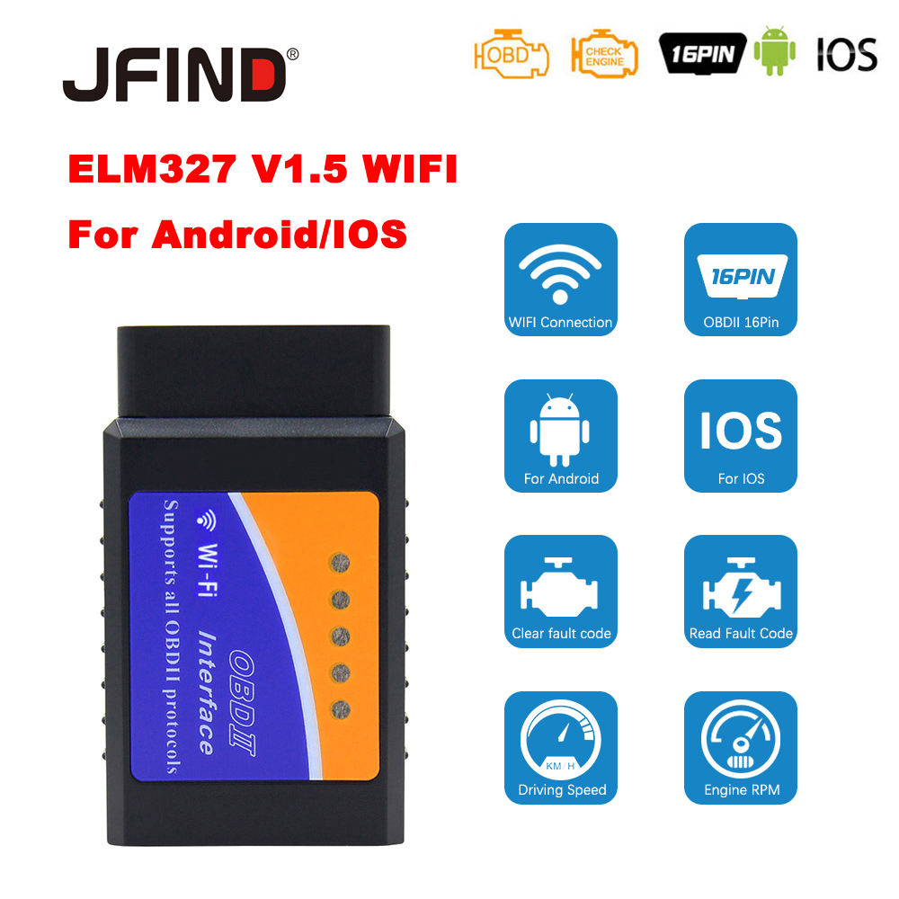 ELM327 V1.5 OBD2 OBDII CAN BUS WIFI For Android & IOS ELM 327 V 1 5 OBD ...