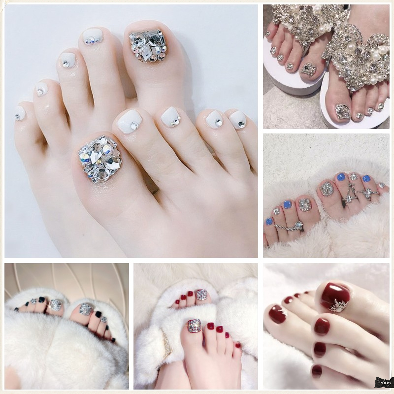 【2023 Newest】 Fake Toe Nail 24pcs Toe Nails Fake Nails With Glue Short