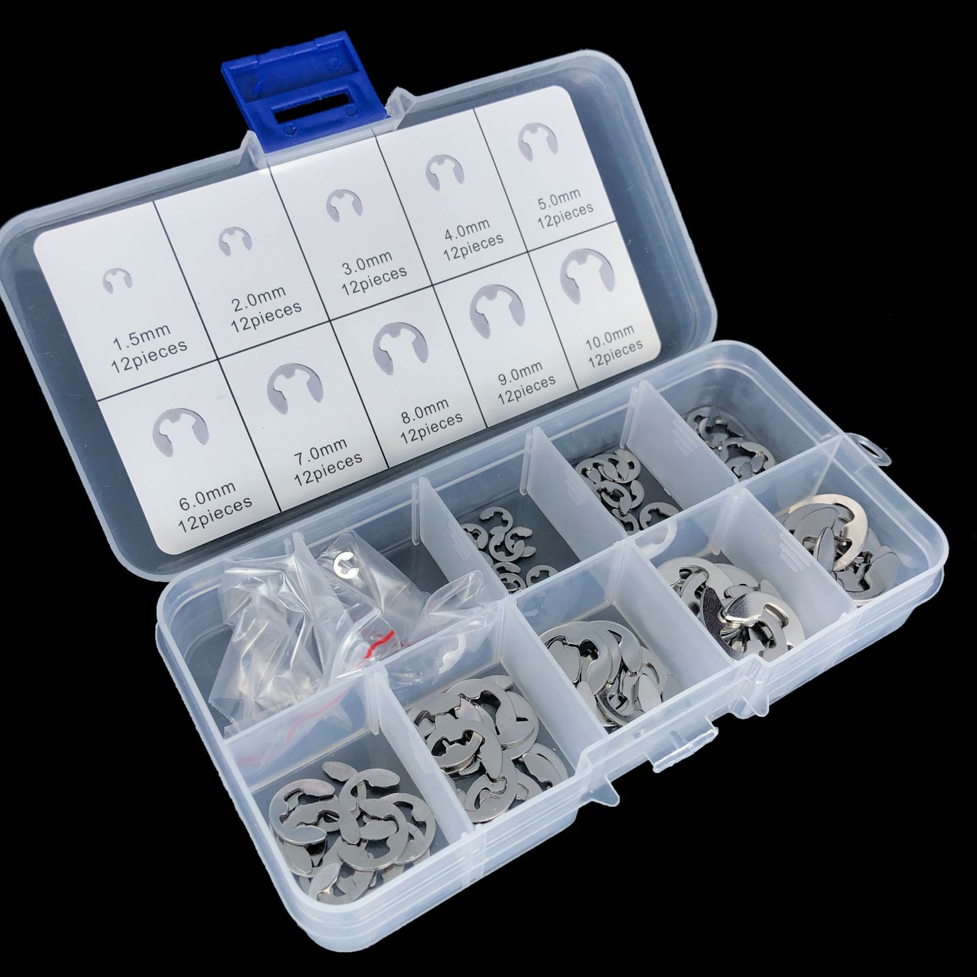 327-Piece Stainless Steel E-Clip Circlip Kit – Retaining Ring Assortment, 24 Sizes