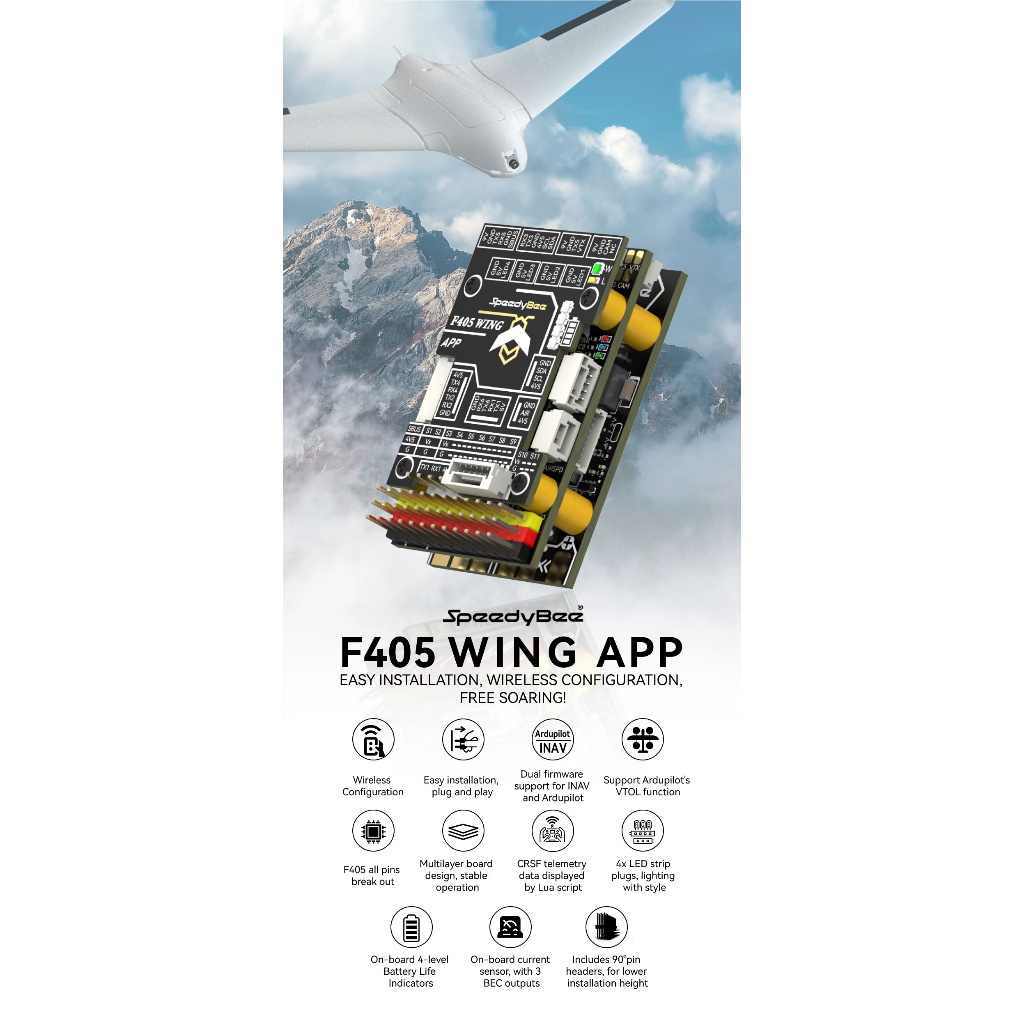 SpeedyBee F405 WING APP ArduPilot INAV 26S Flight Controller for RC