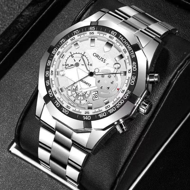 ORUSS 1853 Original Men Stainless Steel Date Waterproof Luxury Business ...