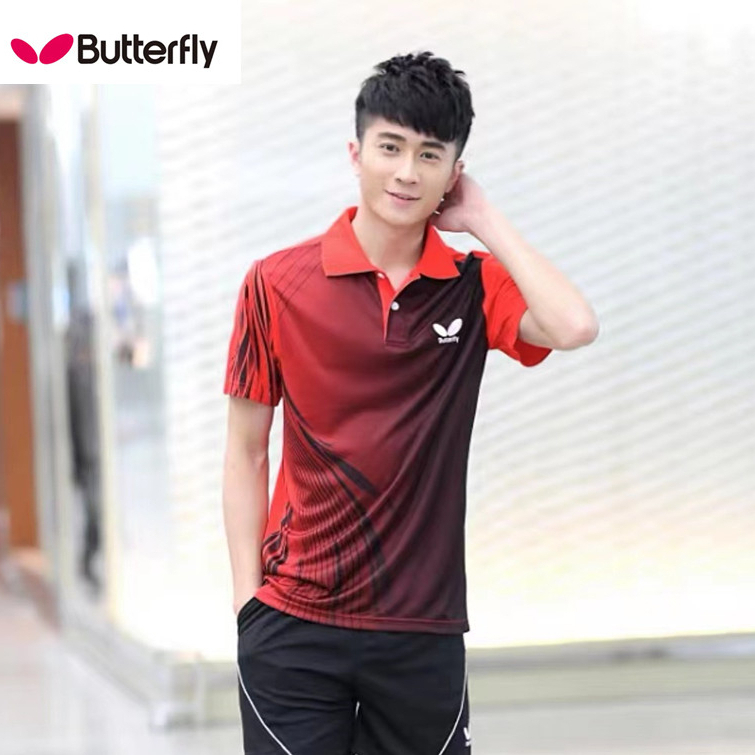 Butterfly Table Tennis Jersey Polo Collar Short Sleeve Men's and Women