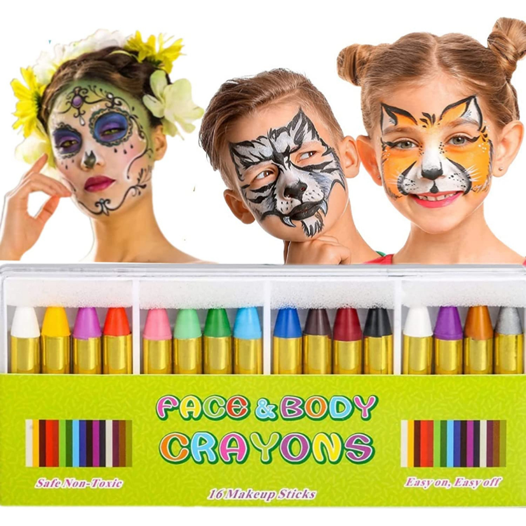 Face Paint Crayons for Kids, 16 Colors Face & Body Painting Makeup ...