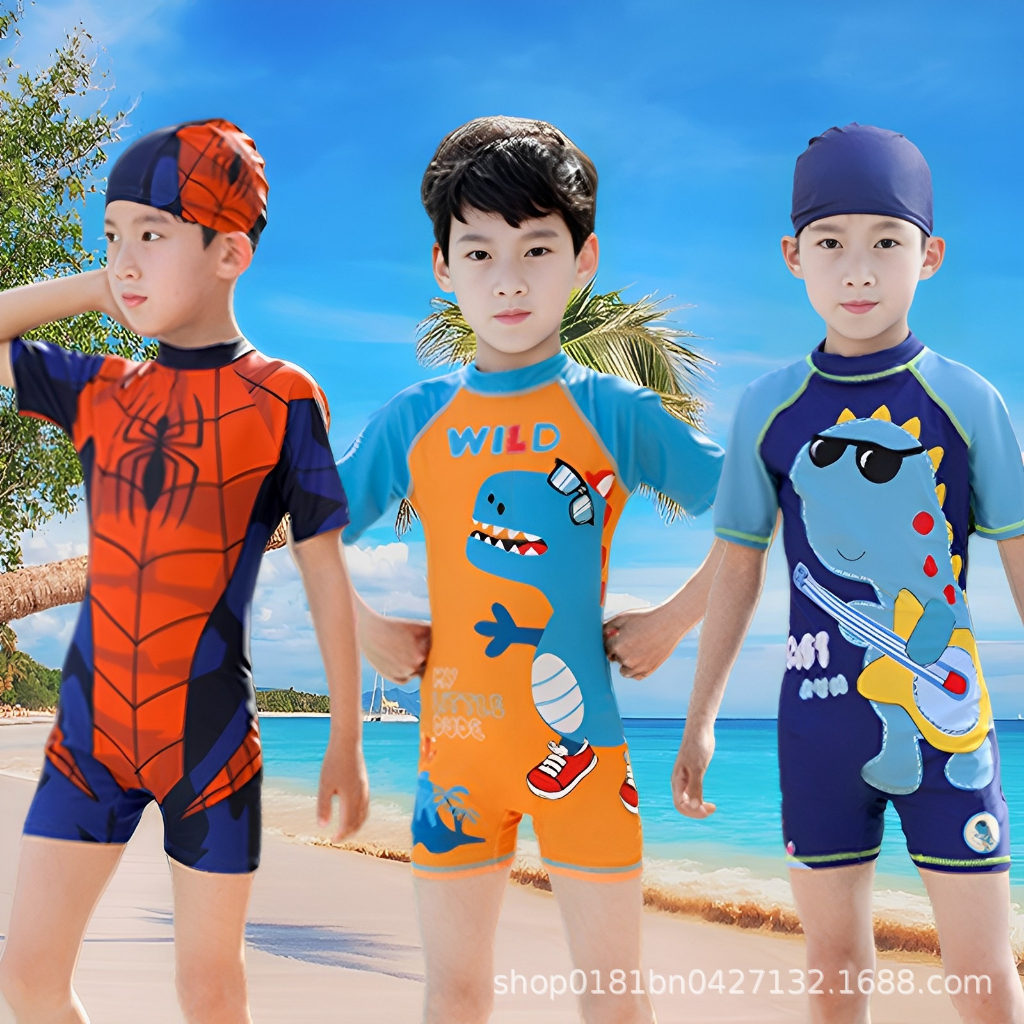New Style Children's Swimsuit Boys One-Piece Baby Quick-Drying Medium ...