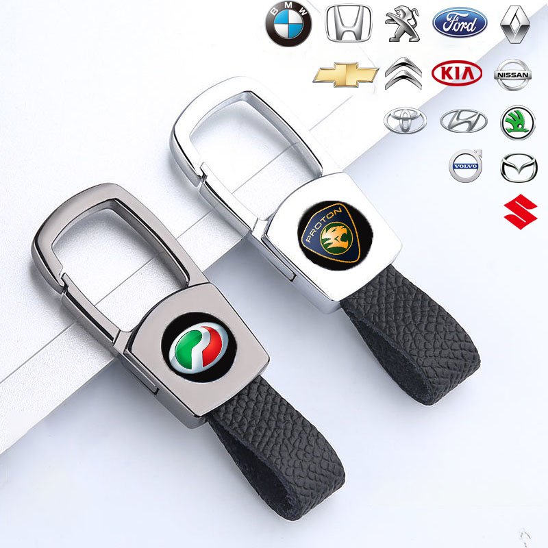 3D Metal/Leather Car Styling Keychain Key Chain Rings Accessories High ...